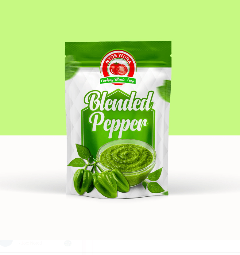 Ntoswura Blended Green Bonnet Pepper - Spicy, aromatic green kpakposhito. Adds a fresh kick to any dish.