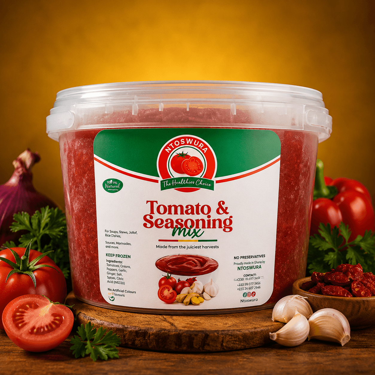 Ntoswura Tomato & Seasoning Mix (4L Bucket) - Our signature Tomato & Seasoning Mix in a bulk 4L bucket. Perfect for restaurants, caterers, and large families.